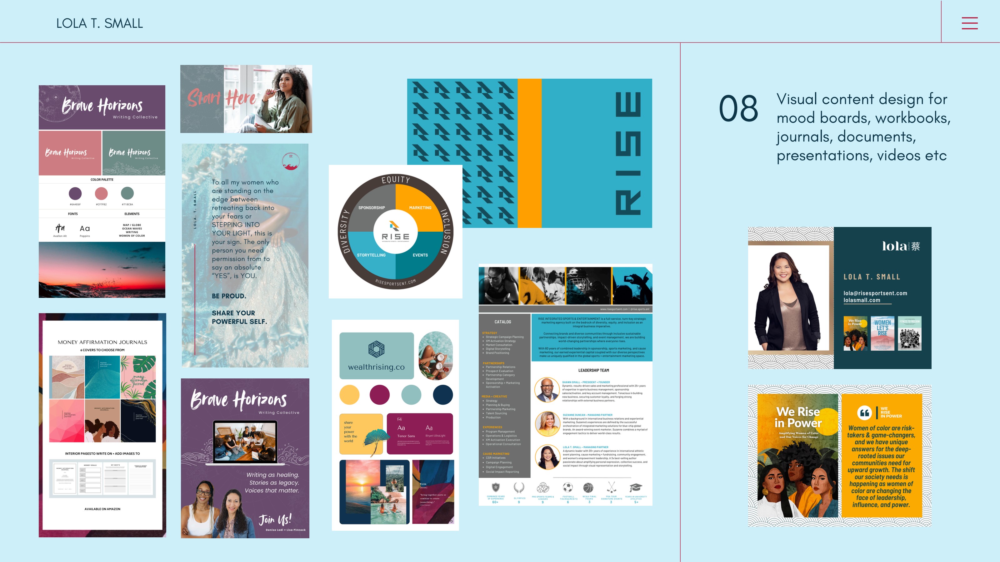 Visual content design for mood boards, workbooks, journals, and presentations
